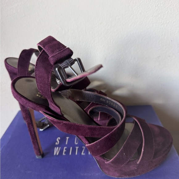 Stuart Weitzman Deep Purple Strappy Heels - Picture 3 of 5